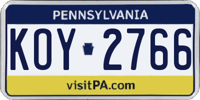 PA license plate KOY2766