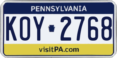 PA license plate KOY2768