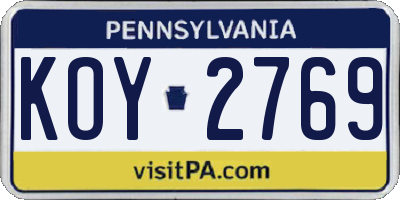 PA license plate KOY2769