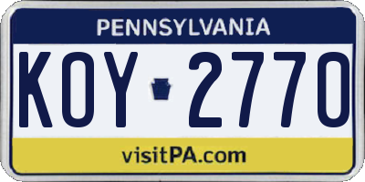 PA license plate KOY2770