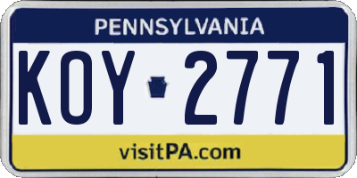 PA license plate KOY2771