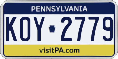 PA license plate KOY2779