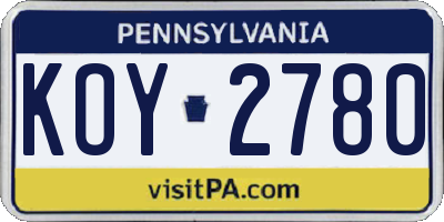 PA license plate KOY2780