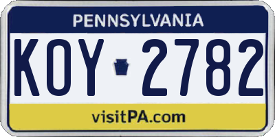 PA license plate KOY2782