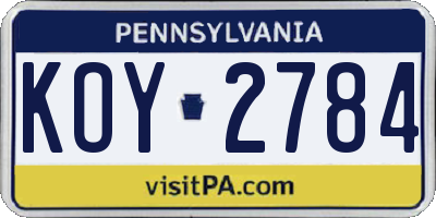 PA license plate KOY2784