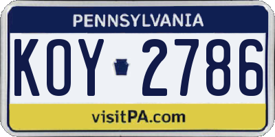 PA license plate KOY2786