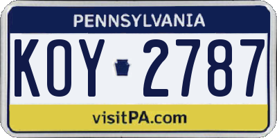 PA license plate KOY2787