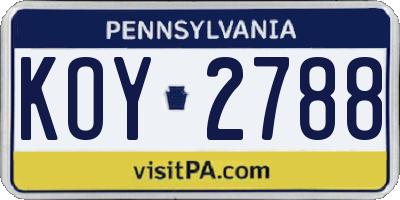 PA license plate KOY2788