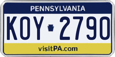 PA license plate KOY2790