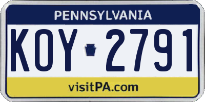 PA license plate KOY2791