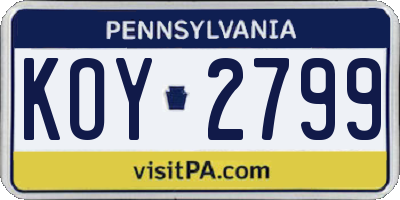 PA license plate KOY2799