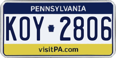 PA license plate KOY2806