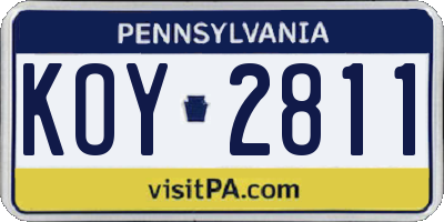 PA license plate KOY2811