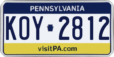PA license plate KOY2812