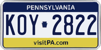 PA license plate KOY2822