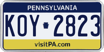 PA license plate KOY2823