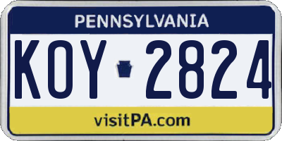 PA license plate KOY2824