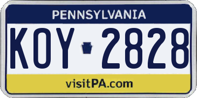PA license plate KOY2828