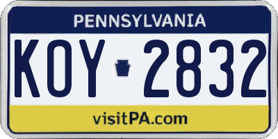 PA license plate KOY2832