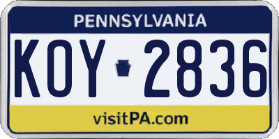 PA license plate KOY2836