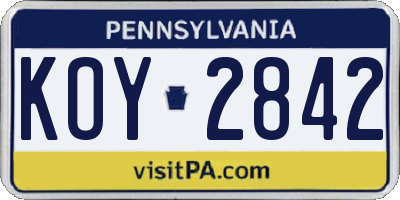 PA license plate KOY2842