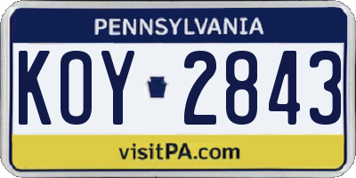 PA license plate KOY2843