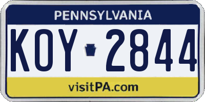 PA license plate KOY2844
