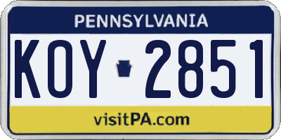 PA license plate KOY2851
