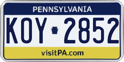 PA license plate KOY2852