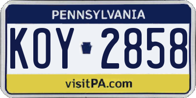 PA license plate KOY2858