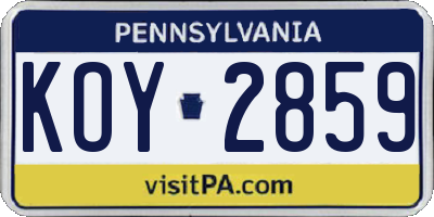 PA license plate KOY2859
