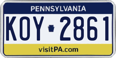 PA license plate KOY2861