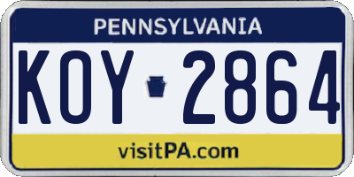 PA license plate KOY2864