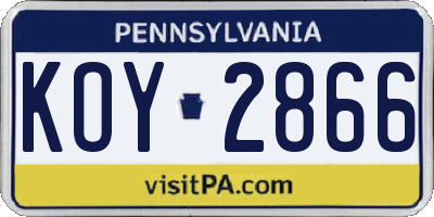 PA license plate KOY2866