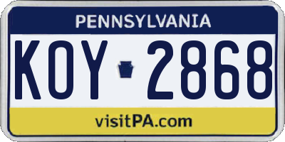 PA license plate KOY2868