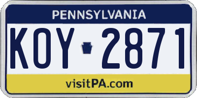 PA license plate KOY2871