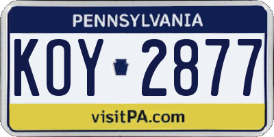 PA license plate KOY2877
