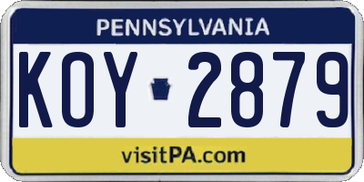 PA license plate KOY2879