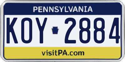 PA license plate KOY2884