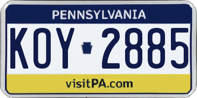 PA license plate KOY2885