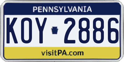 PA license plate KOY2886
