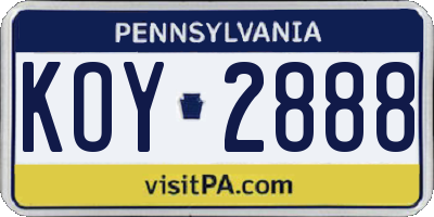 PA license plate KOY2888