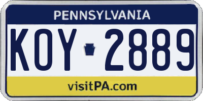 PA license plate KOY2889