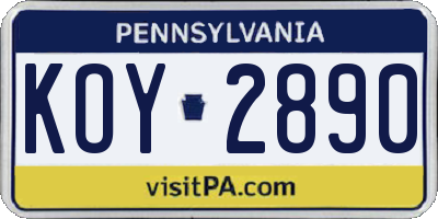 PA license plate KOY2890