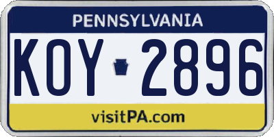 PA license plate KOY2896