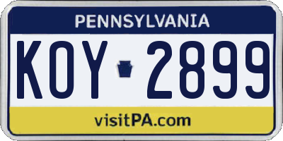PA license plate KOY2899