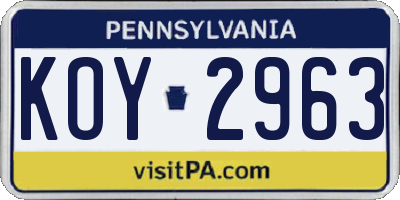 PA license plate KOY2963