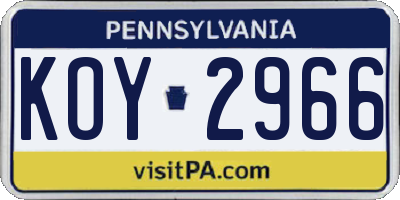 PA license plate KOY2966