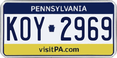 PA license plate KOY2969