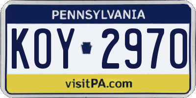 PA license plate KOY2970